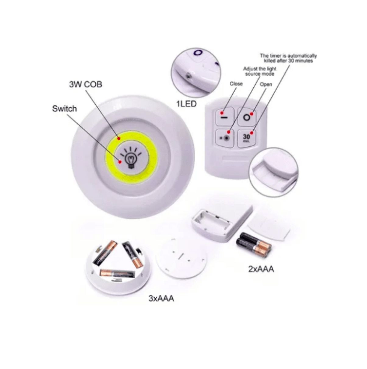 Miniatura 3 de Lampara Luz Led set por 3 con Control